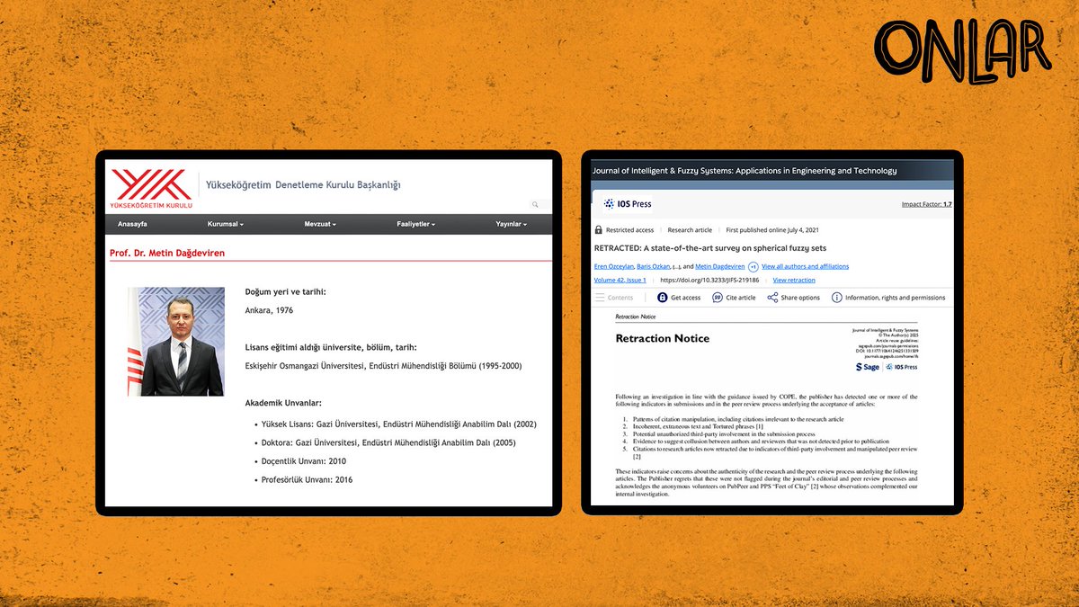 İLK KEZ ONLAR'DA!

İmamoğlu’nun diplomasına “sahte” raporu veren YÖK Denetleme Kurulu üyesi Metin Dağdeviren'in makalesi “sahte” çıktı! 

Makale, yayınlandığı dergiden kaldırıldı!

youtube.com/watch?v=hFsff8…