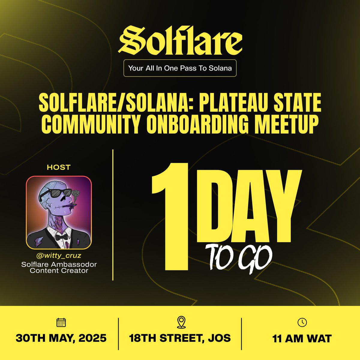 Justfreaqy's tweet image. 🚨 Jos, get ready!
Tomorrow we turn up for @solflare and @solana right here in the city 🔥🌆

It’s gonna be a wild ride — full of vibes, energy, and epic moments. @solquicks is bringing the heat, @kryptdou_ with the magic, and your boy Teddy dropping straight gems. 💎

Get in the…