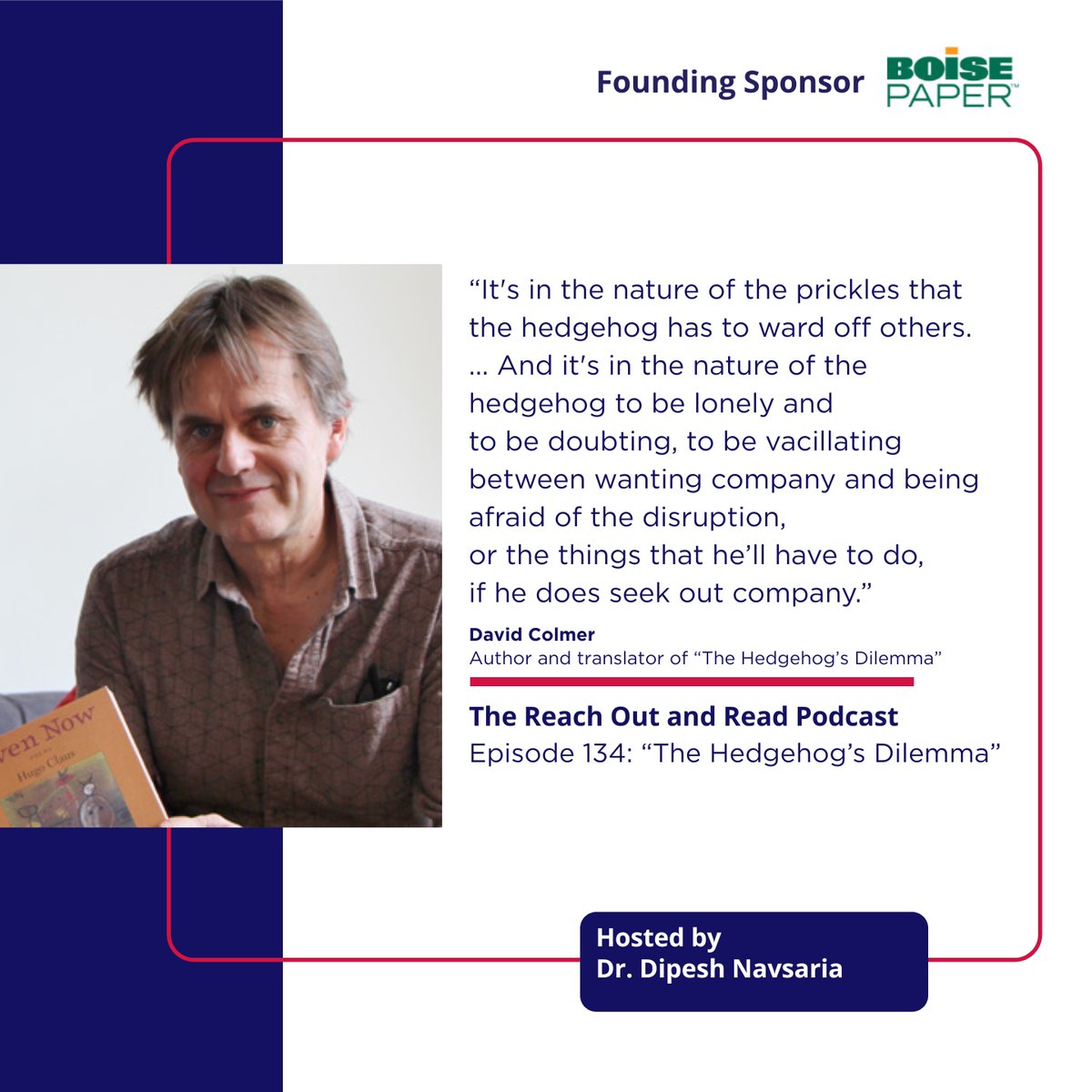 Reach Out and Read (@reachoutandread) on Twitter photo Deep down, we all have a hedgehog. Today's #RORPodcast invites you to unearth and embrace your inner longing to connect — even when things get prickly. Join <a href="/navsaria/">Dr. Dipesh Navsaria</a> and David Colmer for a chat on relationships, translations, and more: reachoutandread.org/podcast. 🎧 Deep down, we all have a hedgehog. Today's #RORPodcast invites you to unearth and embrace your inner longing to connect — even when things get prickly. Join <a href="/navsaria/">Dr. Dipesh Navsaria</a> and David Colmer for a chat on relationships, translations, and more: reachoutandread.org/podcast. 🎧