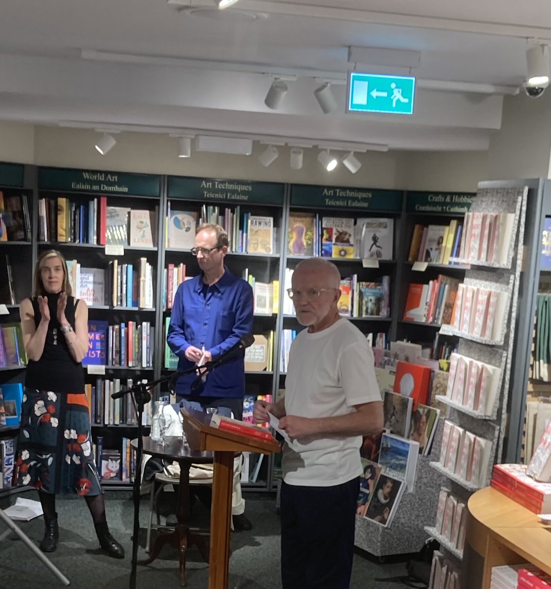 Peterocmedia's tweet image. Fintan Drury speaks to an absolutely jammed crowd @Hodges_Figgis at the launch of Catastrophe Nakba II @MerrionPress