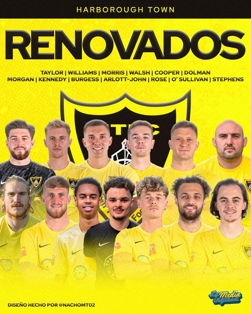 Harborough Town FC ๐ (@harbtownfc_es) on Twitter photo ๐ ยก๐ฆ๐ ๐ค๐จ๐๐๐๐ก! โ
Estamos muy felices de anunciar las siguientes ๐ฅ๐๐ก๐ข๐ฉ๐๐๐๐ข๐ก๐๐ฆ
๐งค Elliott Taylor (<a href="/ElliottTaylor23/">Elliott Taylor</a>)
๐งฑ Liam Dolmanย
๐งฑ Ben Williams
๐งฑ Alex Morrisย
๐งฑ Josh Walsh (<a href="/Josh14Walsh/">josh walsh</a>)
๐งฑ Dan Cooper (<a href="/Coopy_66/">Dan Cooper</a>)
๐ง Rob Morgan (<a href="/robmorgan5/">Rob Morgan</a>)
๐ง Connor ๐ ยก๐ฆ๐ ๐ค๐จ๐๐๐๐ก! โ
Estamos muy felices de anunciar las siguientes ๐ฅ๐๐ก๐ข๐ฉ๐๐๐๐ข๐ก๐๐ฆ
๐งค Elliott Taylor (<a href="/ElliottTaylor23/">Elliott Taylor</a>)
๐งฑ Liam Dolmanย
๐งฑ Ben Williams
๐งฑ Alex Morrisย
๐งฑ Josh Walsh (<a href="/Josh14Walsh/">josh walsh</a>)
๐งฑ Dan Cooper (<a href="/Coopy_66/">Dan Cooper</a>)
๐ง Rob Morgan (<a href="/robmorgan5/">Rob Morgan</a>)
๐ง Connor