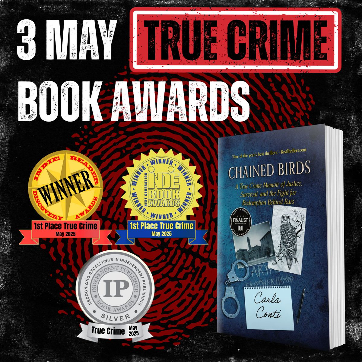 Carla Conti (@carlajeanconti) on Twitter photo πππππ Love my Indie Book Awardsβ£οΈ I feel like a triple π winner this month thanks to 3 #TRUECRIME #BOOKAWARDS given to #ChainedBirds from <a href="/IndieReader/">IndieReader</a> , <a href="/IndieBookAwards/">Indie Book Awards</a> & <a href="/IPPYAwards/">Independent Publisher Book Awards</a> π«Ά Many ecstatic thanks to all judges & program editors for these esteemed honors, and πππππ Love my Indie Book Awardsβ£οΈ I feel like a triple π winner this month thanks to 3 #TRUECRIME #BOOKAWARDS given to #ChainedBirds from <a href="/IndieReader/">IndieReader</a> , <a href="/IndieBookAwards/">Indie Book Awards</a> & <a href="/IPPYAwards/">Independent Publisher Book Awards</a> π«Ά Many ecstatic thanks to all judges & program editors for these esteemed honors, and