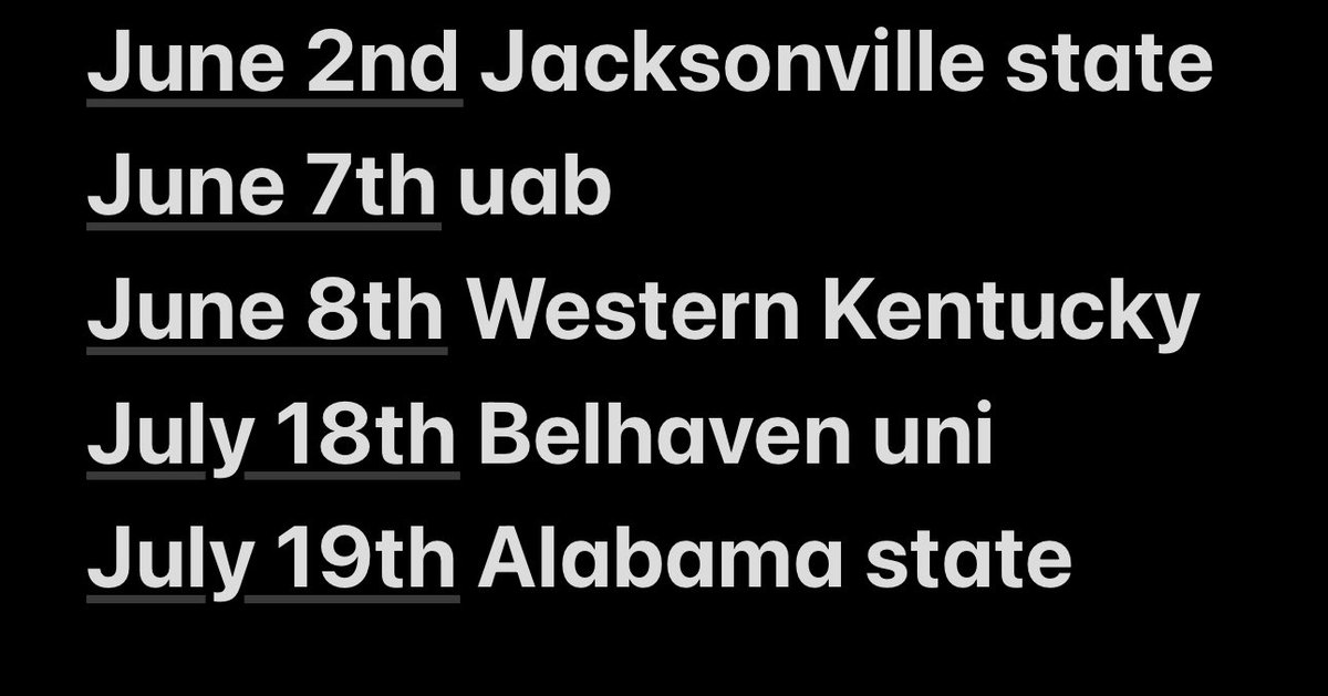 Caleb gosha (@calebgosha52624) on Twitter photo Here is my camp schedule for 2025! Can’t wait to come to compete and work! <a href="/CoachBertB/">Bert Biffani</a> <a href="/CoachKellyJSU/">Coach Charles Kelly</a> <a href="/_RohanGaines/">Rohan Gaines</a> <a href="/MAsagunla/">Mayowa Asagunla</a> <a href="/DilfersDimes/">Trent Dilfer</a> <a href="/73_darryl/">Coach Williams jr</a> <a href="/CoachDBrown27/">Coach Von Brown</a> <a href="/DavisMerritt/">Davis Merritt</a> <a href="/erob50/">Coach Eddie Robinson Jr.</a> <a href="/COACHAGREEN/">Ashton N. Green</a> <a href="/Coach_Jlew/">Coach Juwan Lewis</a> <a href="/HBCUALLSTAR/">Timothy Woods</a> <a href="/KairosHolmes/">Aryvia Holmes</a> <a href="/McAdoryRecruit/">McAdory Football Recruiting</a> <a href="/McAdoryFB/">McAdory Football</a> Here is my camp schedule for 2025! Can’t wait to come to compete and work! <a href="/CoachBertB/">Bert Biffani</a> <a href="/CoachKellyJSU/">Coach Charles Kelly</a> <a href="/_RohanGaines/">Rohan Gaines</a> <a href="/MAsagunla/">Mayowa Asagunla</a> <a href="/DilfersDimes/">Trent Dilfer</a> <a href="/73_darryl/">Coach Williams jr</a> <a href="/CoachDBrown27/">Coach Von Brown</a> <a href="/DavisMerritt/">Davis Merritt</a> <a href="/erob50/">Coach Eddie Robinson Jr.</a> <a href="/COACHAGREEN/">Ashton N. Green</a> <a href="/Coach_Jlew/">Coach Juwan Lewis</a> <a href="/HBCUALLSTAR/">Timothy Woods</a> <a href="/KairosHolmes/">Aryvia Holmes</a> <a href="/McAdoryRecruit/">McAdory Football Recruiting</a> <a href="/McAdoryFB/">McAdory Football</a>