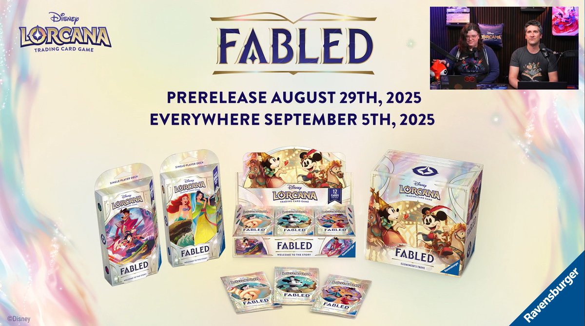 Demain sort le Règne de Jafar.

Mais on vient d'avoir les visuels de la prochaine extension "Fabuleux".

On a même un booster avec l'illustration "Steamboat Mickey" 😍