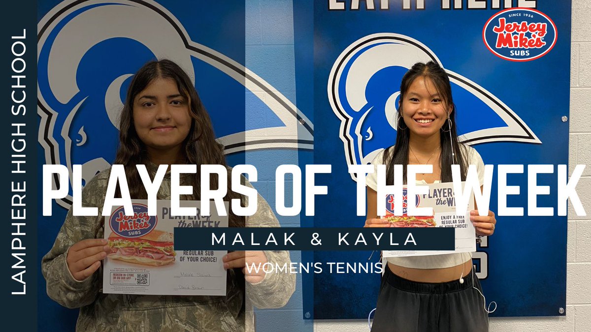 Congrats to Malak and Kayla- this week's Jersey Mike's Players of the Week! #wearelamphere