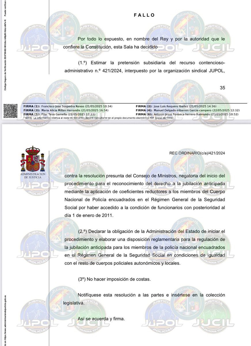 justiciaGCPN's tweet photo. 🫵 SOMOS PROFESIÓN DE RIESGO 🫵

🎖️HISTÓRICA VICTORIA: El Tribunal Supremo condena al Gobierno, por discriminar a las #FFCCSE en la jubilación anticipada.

🪖Seguimos TRABAJANDO, para que nuestros compañeros de CLASES PASIVAS sean INCLUIDOS.

#EquiparacionYa
#ProfesionDeRiesgoYa https://t.co/v84pQQC7Dv