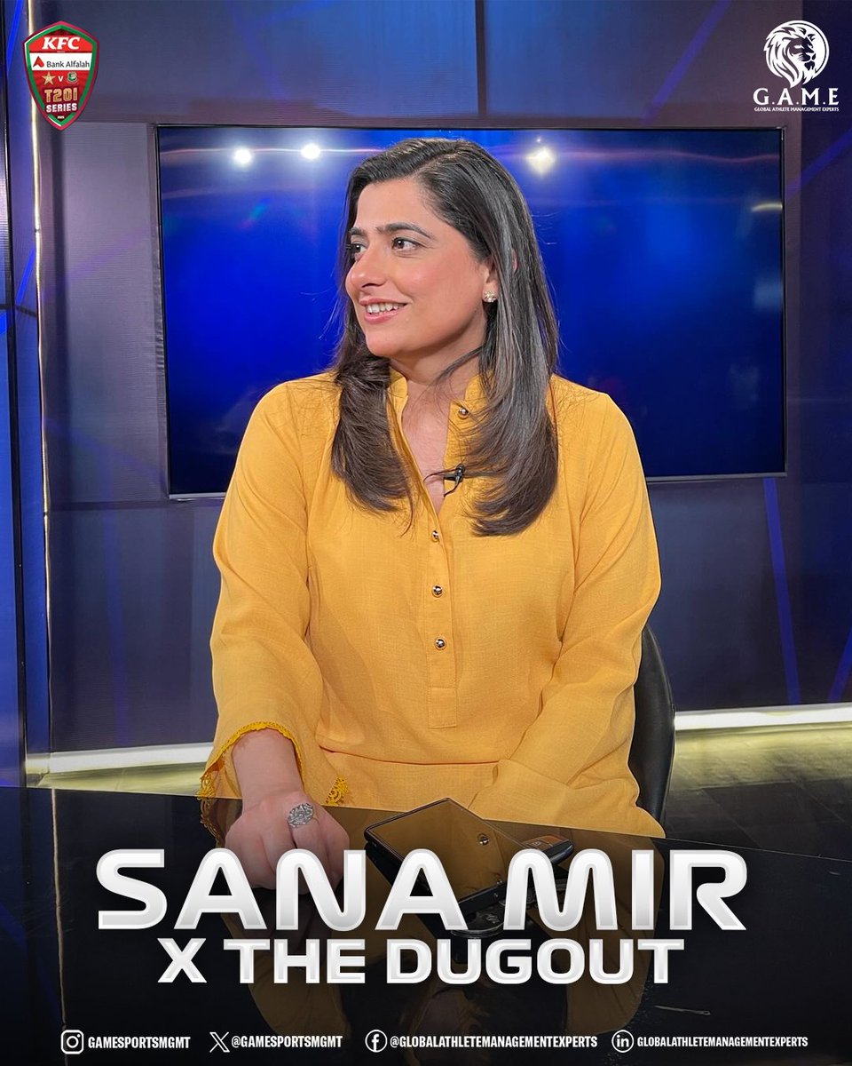 Sana Mir x The Dug Out

Tune in for some crisp analysis of the GAME for #PAKvsBAN T20I series 📷
<a href="/mir_sana05/">Sana Mir ثناء میر</a> 
#IamGAME #SanaMir #TheDugOut #Cricket #Pakistan