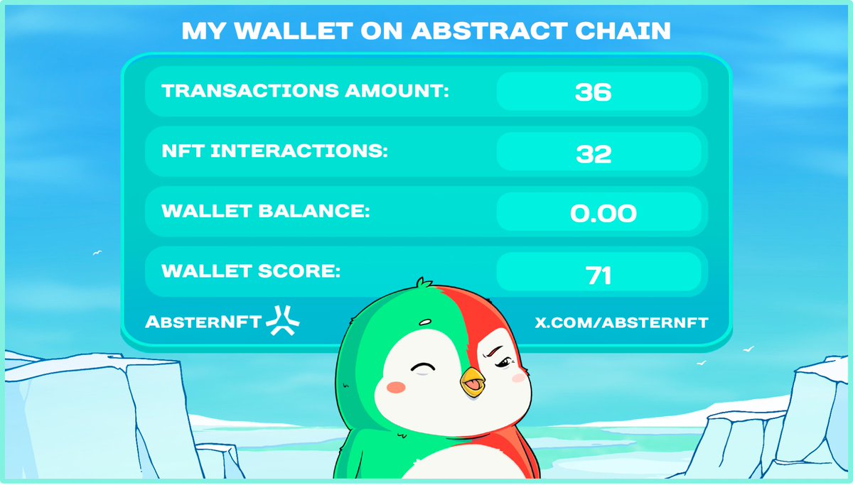 Just checked my wallet score on Abstract and completed quest for <a href="/absternft/">Abster NFT</a>!

Quest 2 loading soon.

Check yours - quest1.absternft.xyz