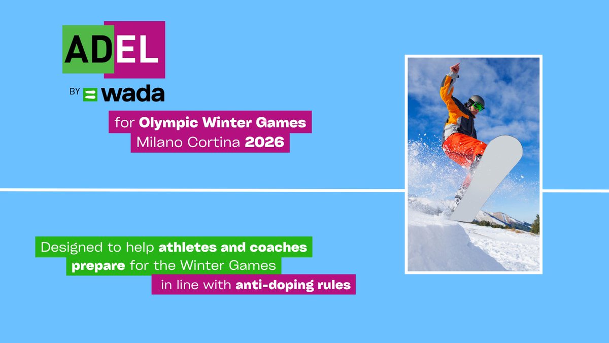 📣 In the lead-up to the Olympic Winter Games Milano Cortina 2026, we are pleased to launch the ADEL for Olympic Winter Games Milano Cortina 2026 e-learning course, developed in collaboration with <a href="/iocmedia/">IOC MEDIA</a> and <a href="/IntTestAgency/">International Testing Agency</a>. 

Discover this new e-learning course designed to