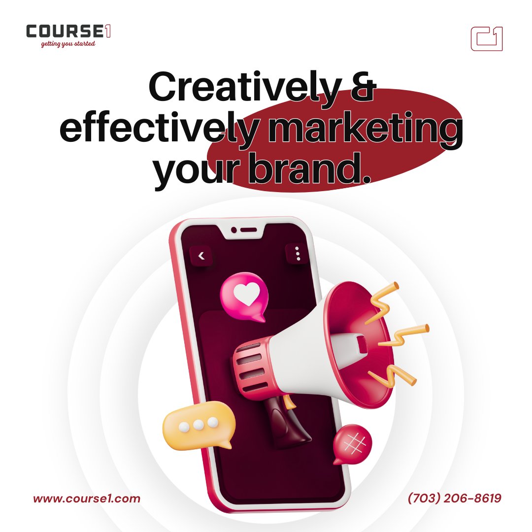 Creatively &amp; effectively market your brand with Course1! We craft data-backed strategies that blend innovation and results—from viral social campaigns to unforgettable branding. Stand out, connect deeper, and grow faster.
Let’s brainstorm! #Marketing #Course1