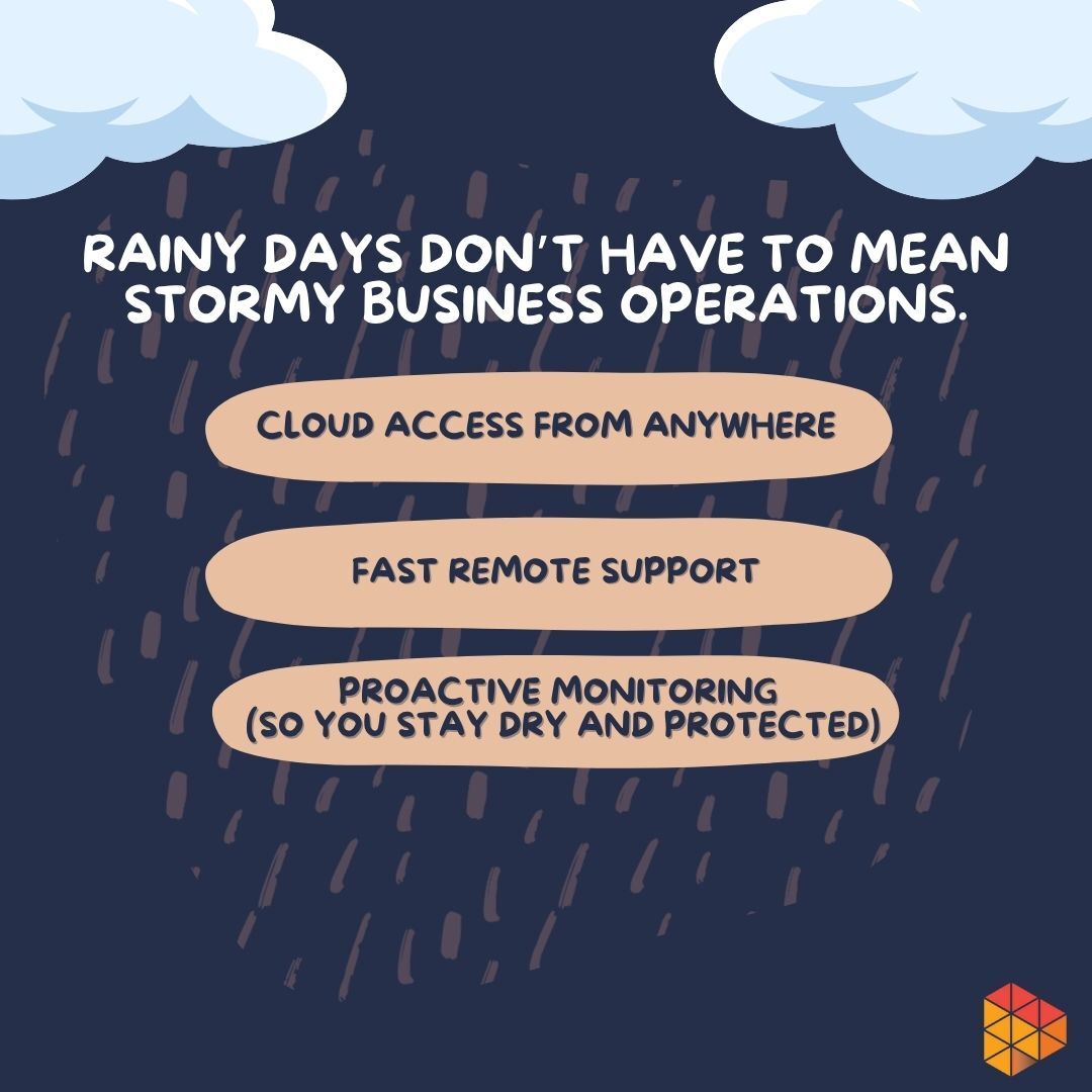 Rain outside? ☔
Don’t let it pour on your business.

PCS keeps your tech running, rain or shine:
✅ Remote access
✅ Fast support
✅ Zero downtime

Stay dry. Stay secure.
👉hubs.ly/Q03pNvrk0

#helpmepcs #managedIT #ITsupport #rainyday #cloudIT