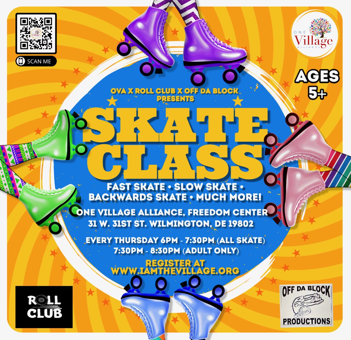 🛼✨ Ready to roll? Join the amazing instructors from Off Da Block Productions TONIGHT at OVA for some fun-filled skate lessons! 🎉💃

Whether you’re a beginner or just brushing up your skills, come vibe, glide, and learn with the best! 🎶🌀