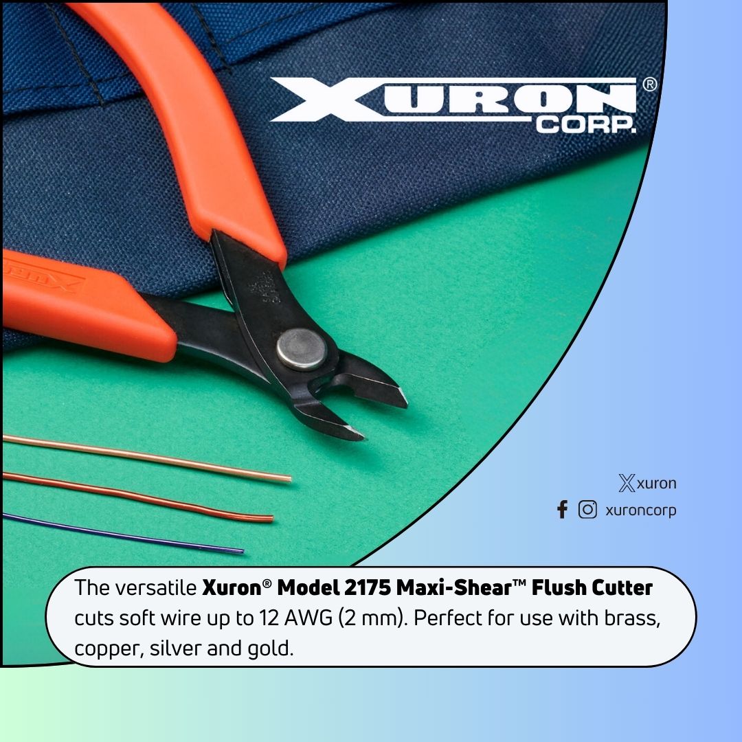 Xuron's tweet image. Meet the Xuron® Model 2175 Maxi-Shear™ Flush Cutter—a must-have for jewelers &amp;amp; makers! ✂️ Clean cuts up to 12 ga. soft wire, perfect for jewelry, crafts &amp;amp; more.

Creators love it: &quot;Cuts so flush, they solder perfectly!&quot; - Lica Lee
What will YOU make? 🌟 #MakeItXuron #XuronTools
