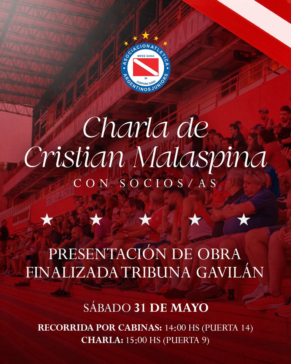 Argentinos Juniors (@aaajoficial) on Twitter photo #AAAJ 💬 #ElSemilleroDelMundo invita a sus <a href="/SociosAAAJ/">Oficina de Socios y Socias AAAJ</a> a participar de un intercambio con Cristian Malaspina y a conocer los avances del DAM 2.0.
📲 Toda la información: argentinosjuniors.com.ar/noticias/insti… #AAAJ 💬 #ElSemilleroDelMundo invita a sus <a href="/SociosAAAJ/">Oficina de Socios y Socias AAAJ</a> a participar de un intercambio con Cristian Malaspina y a conocer los avances del DAM 2.0.
📲 Toda la información: argentinosjuniors.com.ar/noticias/insti…