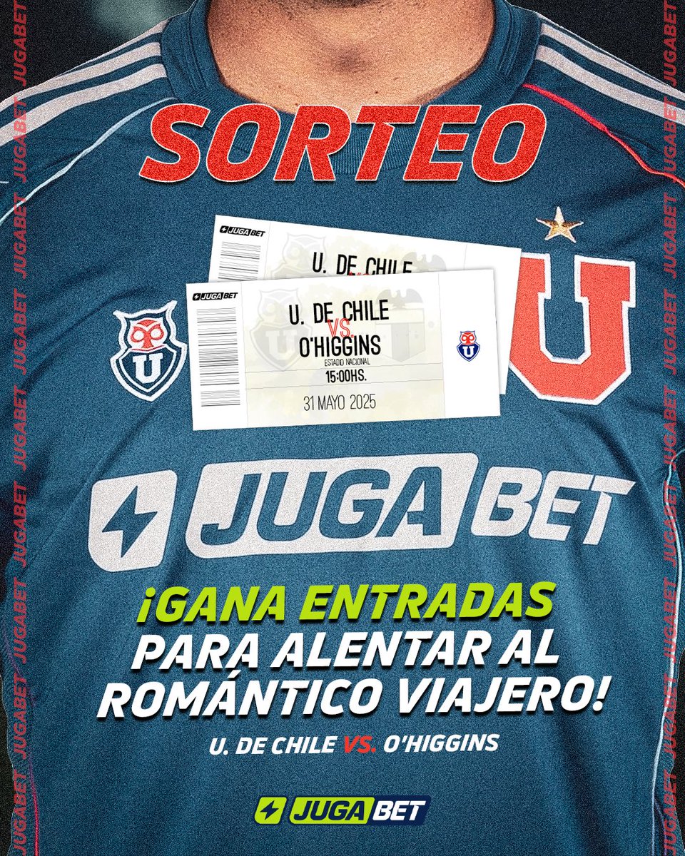 jugabet_cl's tweet image. 🎟️ ¡ATENCIÓN BULLANGUEROS!💙

¿Quieres ver a la U vs O’Higgins este sábado en el Nacional? 🏟️🔥 Regalamos entradas dobles 🎫 para que alientes al Romántico Viajero 💪

👉 Solo debes:
1️⃣ Dar RT 🔁
2️⃣ Seguir a @jugabet_cl ✅

📲Sorteo 30/05