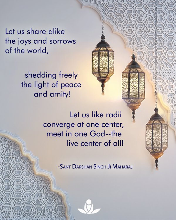 SOSmeditate's tweet photo. "Let us share alike the joys and sorrows of the world,
shedding freely the light of peace and amity!
Let us like radii converge at one center,
meet in one God--the live center of all!"
#SantDarshanSinghJiMaharaj

https://t.co/KnhKRj0EBi

#Poetry #SantDarshanSingh https://t.co/BNsKWTLPf6