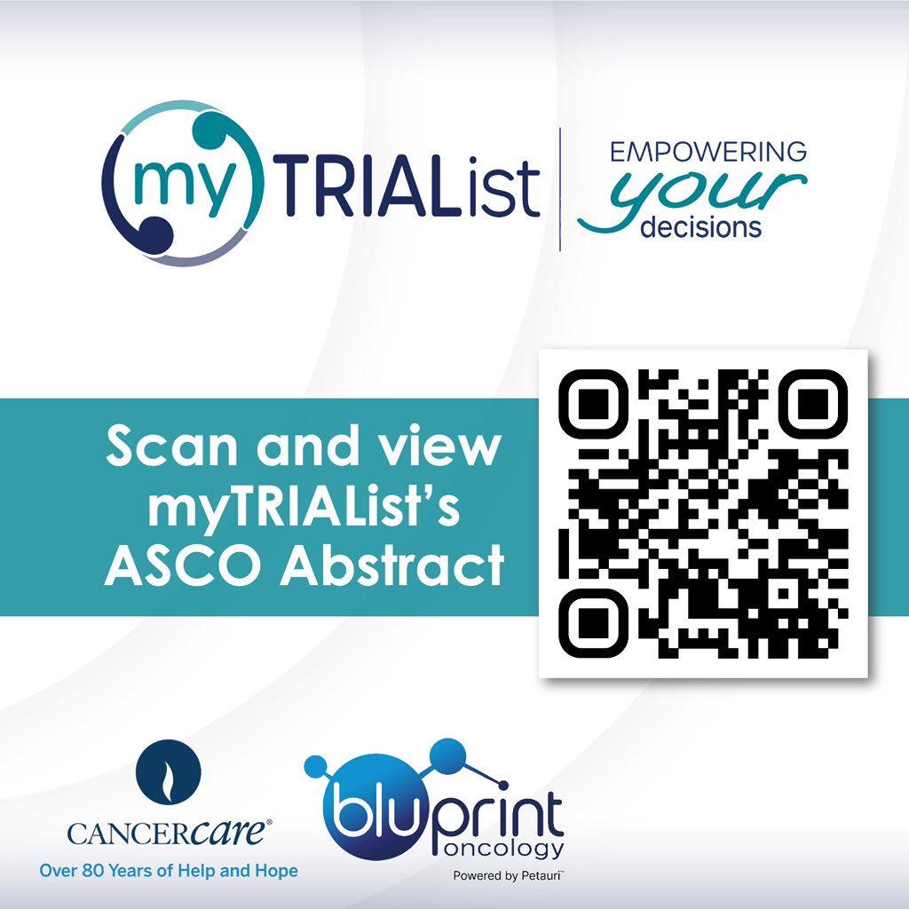 myTRIAList's tweet image. Big news! myTRIAList's abstract on expanding clinical trial access has been accepted for publication by @ASCO!
📲 Scan the QR to explore the research, and DM us to see how myTRIAList helps to educate and connect patients with the right cancer #clinicaltrials.
#ASCO25 #Oncology