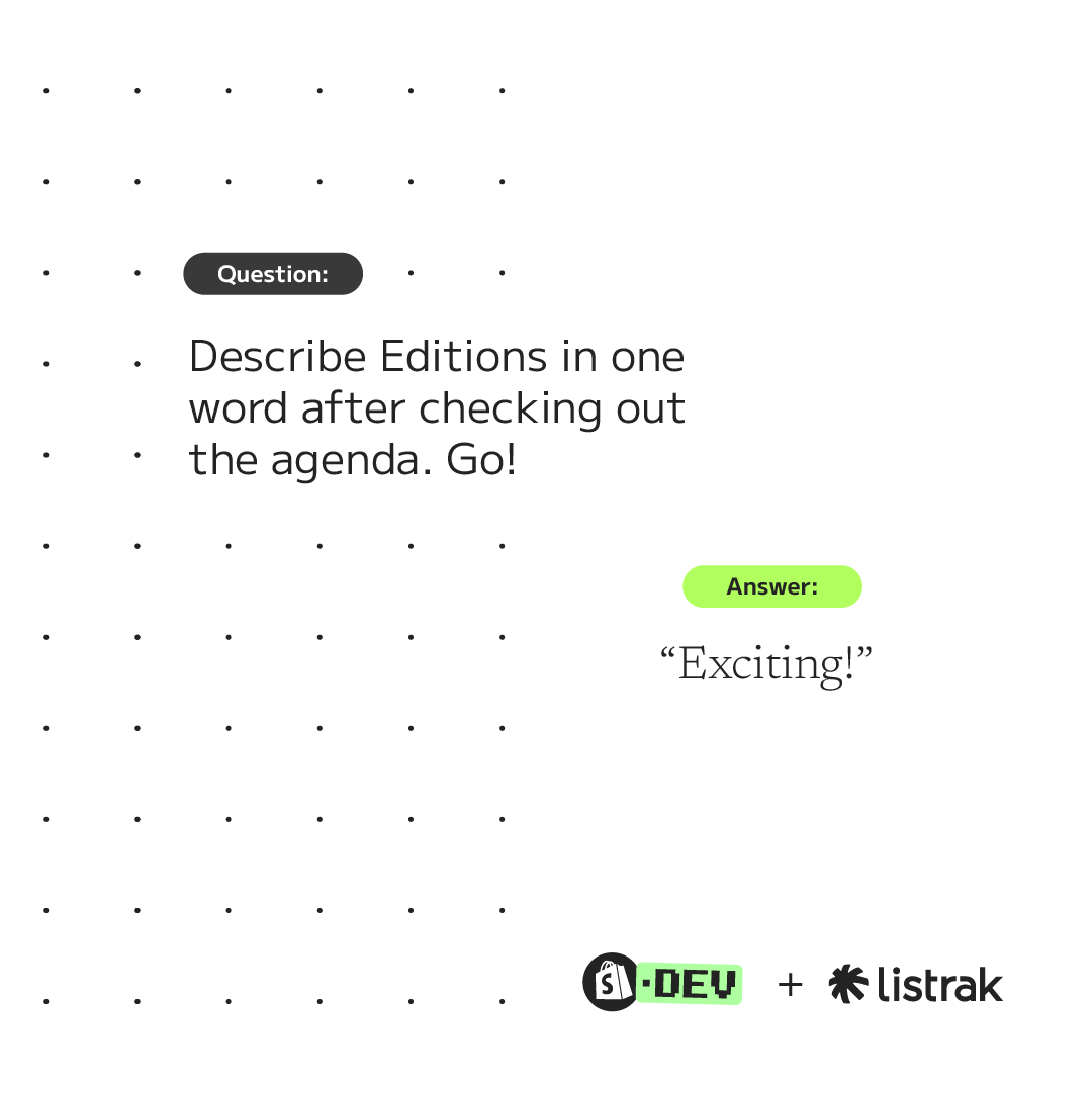 Wrapping up our #ShopifyEditions.dev series with Eric Hinerdeer, Software Engineer at Listrak - currently en route to Toronto!  He's excited to explore how Shopify is using AI to power future features. Let’s go team! 
#Listrak #ShopifyEditions #EcommerceInnovation #DeveloperLife