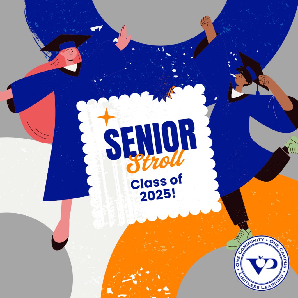 🎓✨ From little Hawks to graduating seniors…check out the Senior Stroll! Watch as the Class of 2025 walked the halls one last time, cheered on by students and staff who’ve been part of their journey. Watch the video  ➡️vpschools.org/seniorstroll 💙🧡 #VPPride #OneCampus