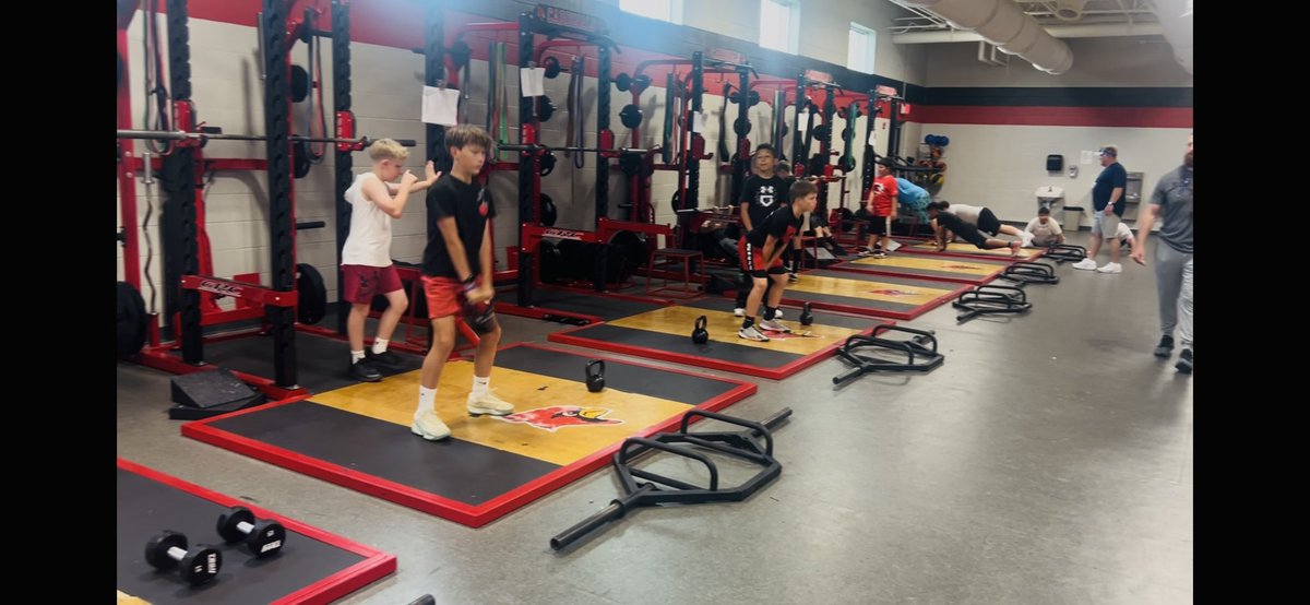 Check out some of our upcoming 5th and 6th grade RDC Cardinals working hard at GRC’s indoor facility and weight room! 🏈 We are excited to see these guys on the field this season. Our RDC program starts at the 5th grade level! #RDCPRIDE #WeNotMe #onepathforward #GoCards