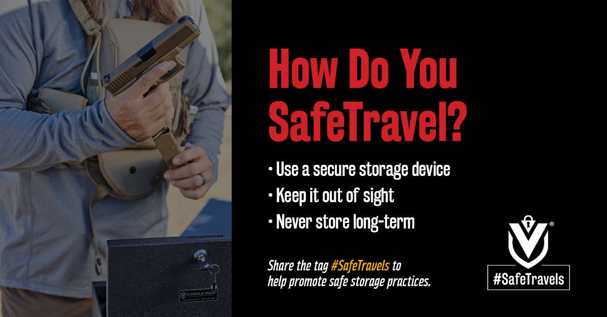 How do YOU ensure your firearm travels safely and securely? Tell us your #SafeTravels tip below! 👇Sharing best practices helps everyone stay responsible. Pass on this post to encourage safe storage solutions on the move! #GunSafety #ResponsibleOwnership