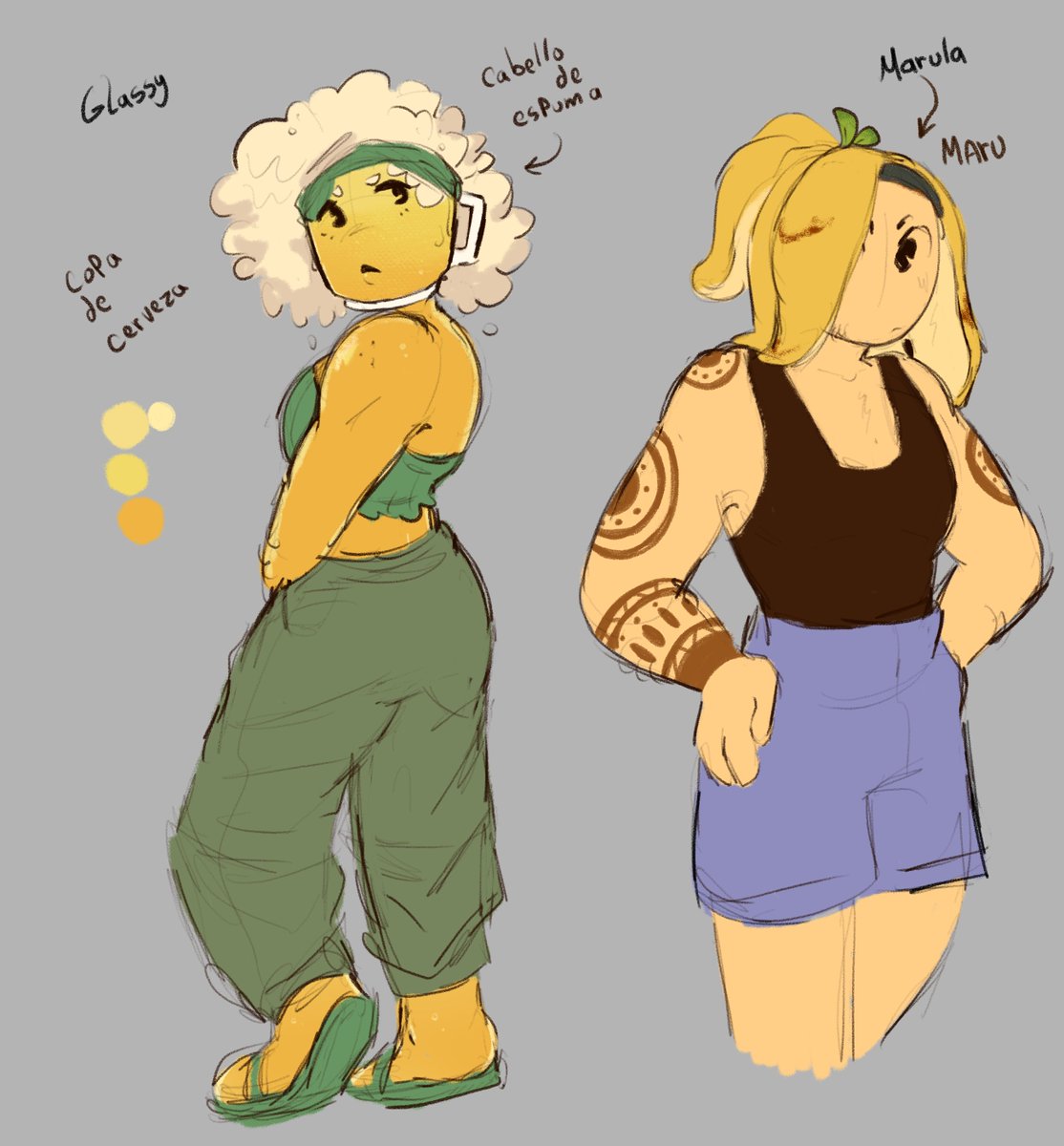 I made two new ocs I'll never draw again, maybe I'll do a better ref sheet later :p