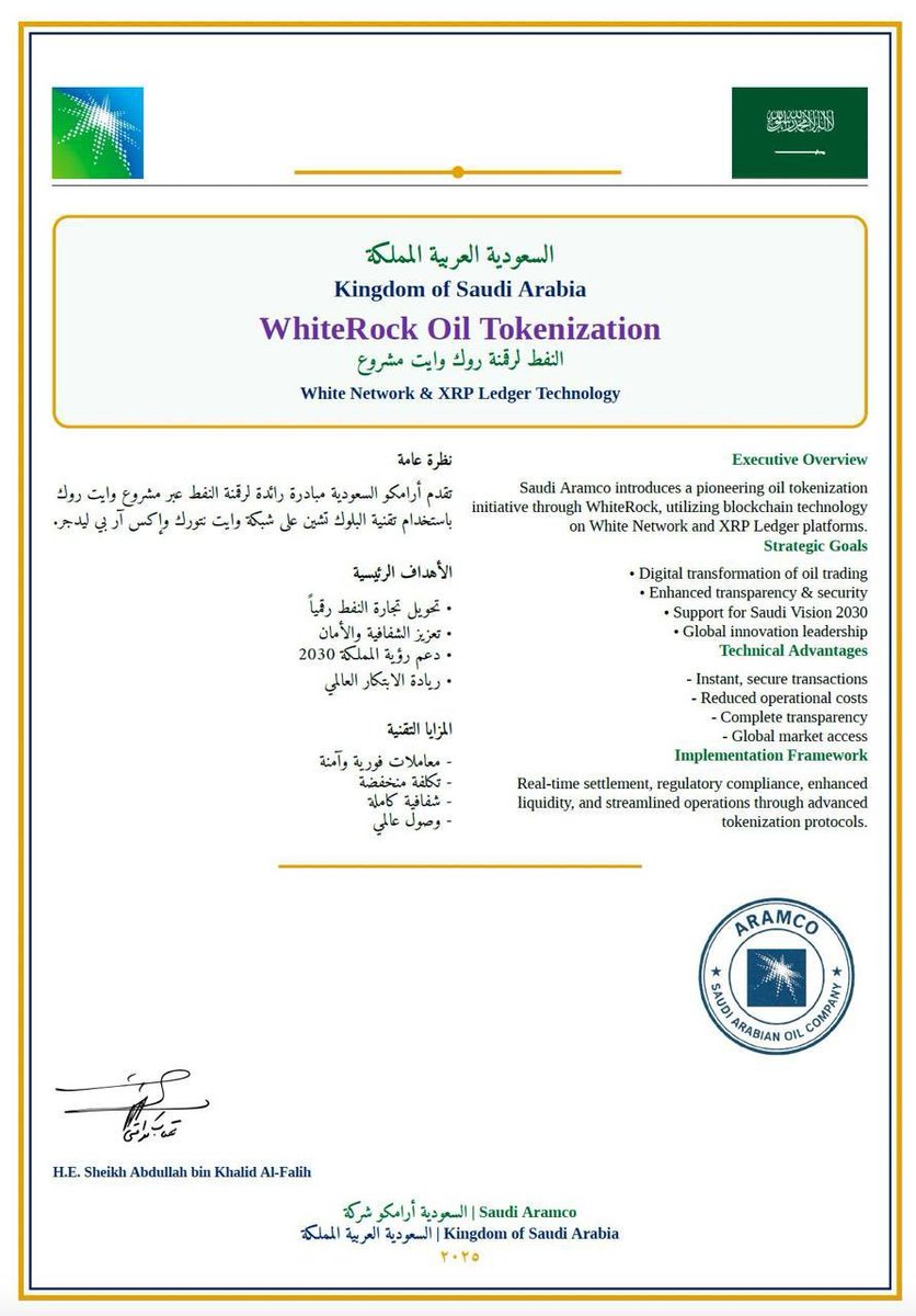 Something is going on today...

ARAMCO - Saudi Arabian Oil Company on tokenizing OIL on the XRP Ledger.