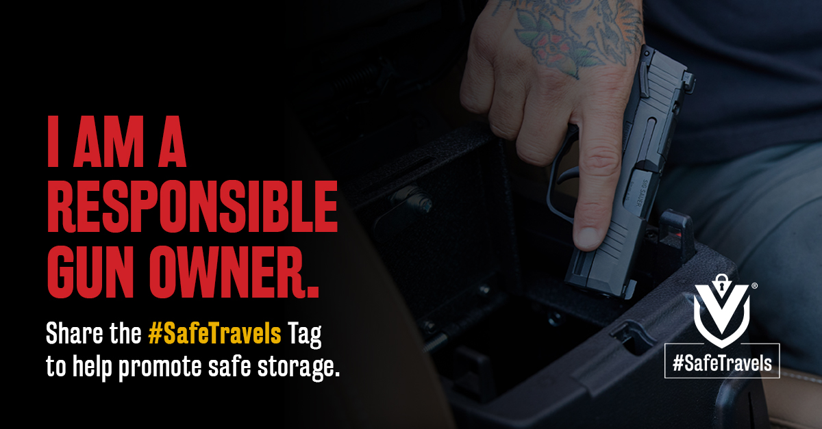 #SafeStorage EVERYWHERE, including during travel prevents accidents and keeps them out of the wrong hands. Show your commitment! Share this post &amp; use #safetravels to encourage others to lock it up on the go. #ResponsibleOwnership #GunSafety