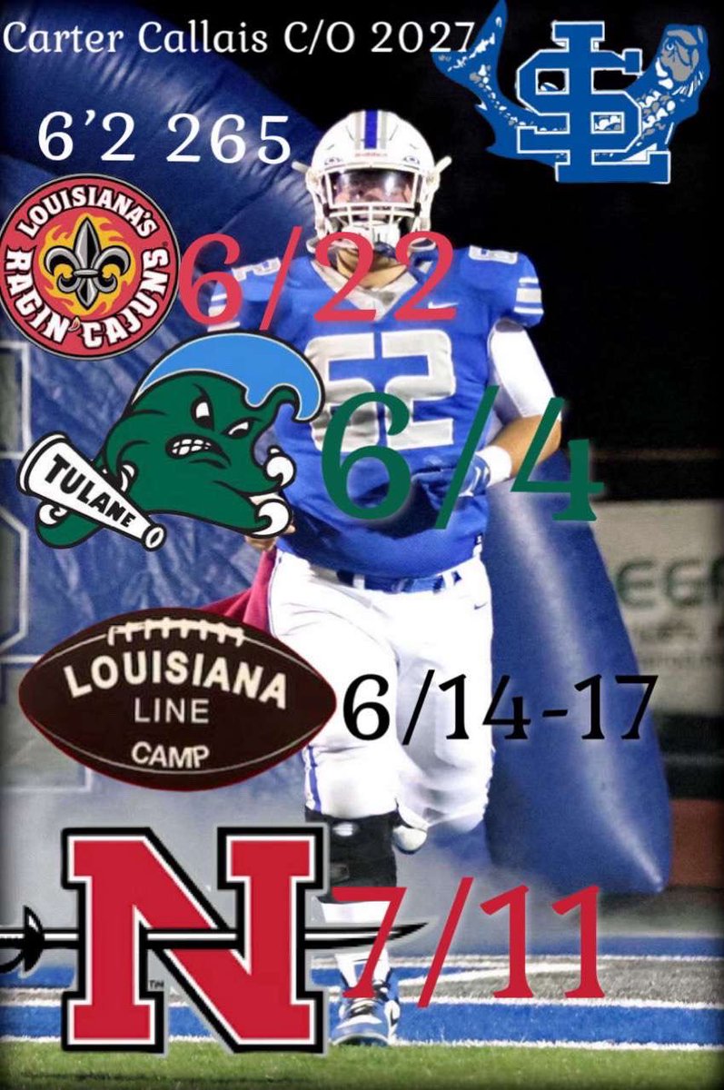 Camp dates for the summer. Still open to more camps to attend #oline #co2027