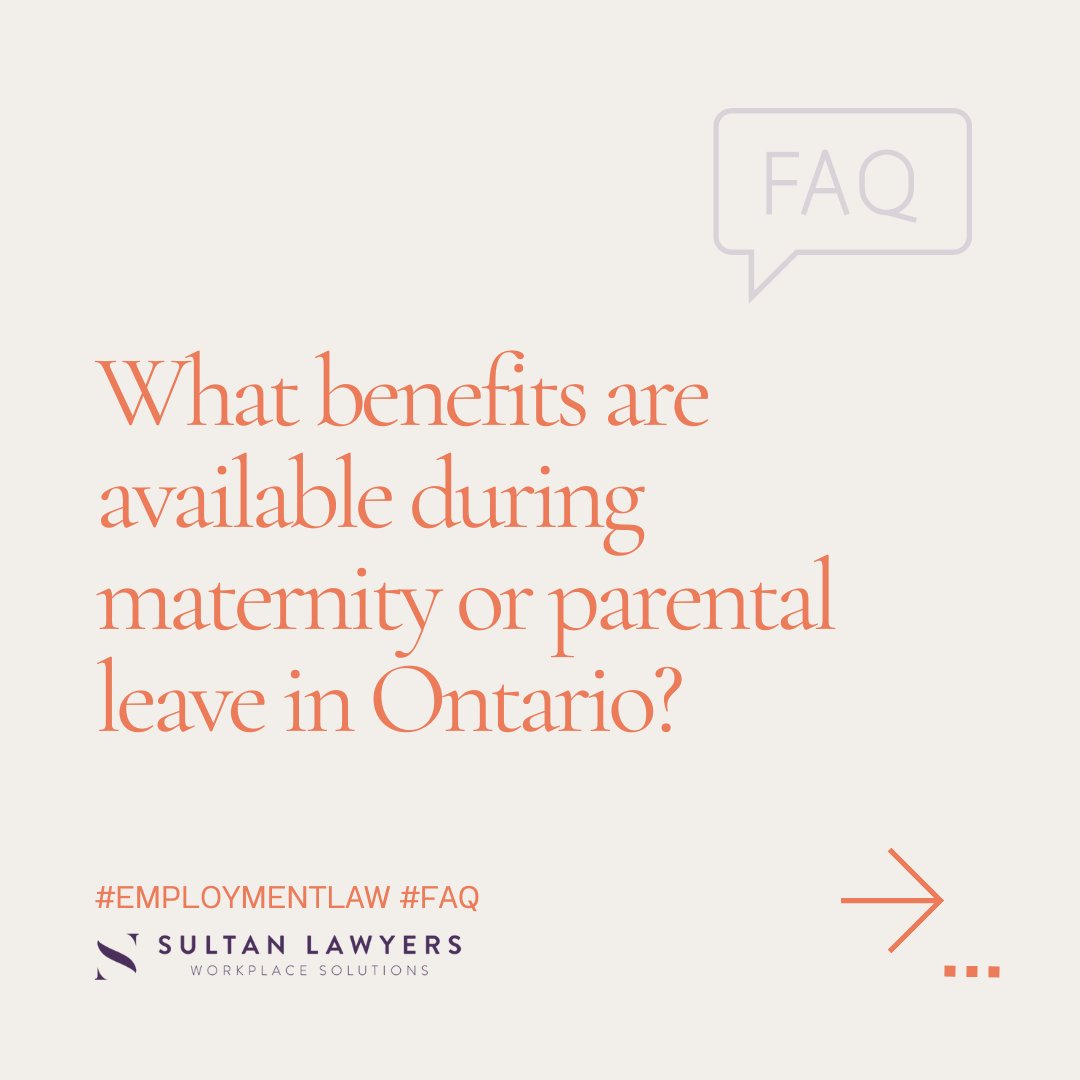 Ontario parents: Know your maternity &amp; parental leave EI benefits! Up to 15 weeks maternity &amp; 35 or 61 weeks parental leave options. Need legal advice? Contact Sultan Lawyers PC.

ow.ly/nvIP50VW3gR

 #EmploymentLaw #MaternityLeave #Ontario