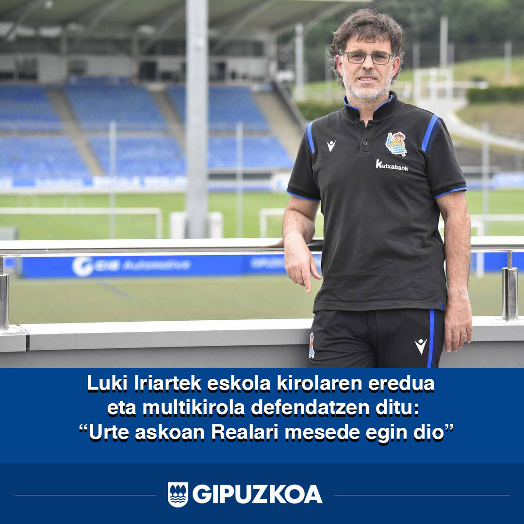⚽Luki Iriartek #multikirola defendatu du: “Urte askoan mesede egin dio Realari”. Uste du kirol garapena ez dela behar baino lehen espezializatu behar, eta eskola kirolaren aldeko apustua egiten du, eredu txuri-urdinaren oinarri gisa.  #Gipuzkoakirolak
 gip.eus/8r4j35