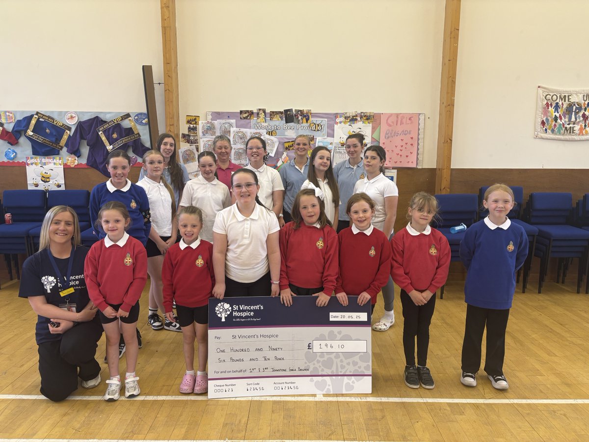 StVincentsHosp's tweet image. 🌟 #ThankYouThursday 🌟

Huge thanks to the 1st &amp;amp; 3rd Johnstone Girls' Brigade for raising £196.10 in memory of Mrs Ann Chalmers 💙
And to Thorn Athletic 2017's for raising £1,000 at their football festival! ⚽
Your support means the world. 💙

#StVincentsHospice #LocalHeroes