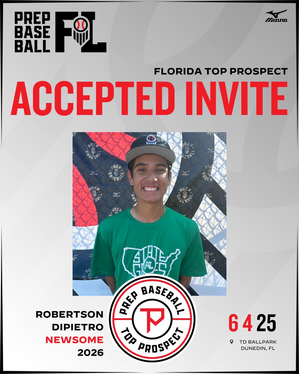 Prep Baseball Florida (@prepbaseballfl) on Twitter photo 𝐓𝐨𝐩 𝐏𝐫𝐨𝐬𝐩𝐞𝐜𝐭 𝐆𝐚𝐦𝐞𝐬 ☀️
'26 Robertson DiPietro (<a href="/RdiPietro30/">Robertson DiPietro</a>) will be at the FL Top Prospect Games, June 4 at TD Ballpark.
#FLTPG25 will serve as the main identifier for the '25 Future Games & Southeast Super Sophomore Games.
Request invite ⤵️ 𝐓𝐨𝐩 𝐏𝐫𝐨𝐬𝐩𝐞𝐜𝐭 𝐆𝐚𝐦𝐞𝐬 ☀️
'26 Robertson DiPietro (<a href="/RdiPietro30/">Robertson DiPietro</a>) will be at the FL Top Prospect Games, June 4 at TD Ballpark.
#FLTPG25 will serve as the main identifier for the '25 Future Games & Southeast Super Sophomore Games.
Request invite ⤵️