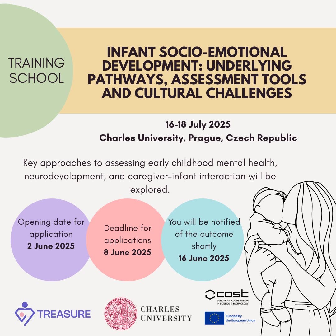 🎓 Join our First TREASURE Training School!

We warmly invite applications to participate in our first Training School focused on Infant Socio-Emotional Development.

🔗 Find more information and apply here: treasurecost.eu/2025/05/29/1st…