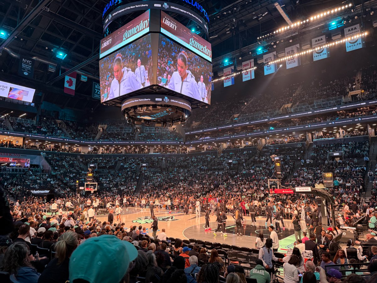 batnathan's tweet photo. Selling 2 @nyliberty @GSValkyriesWNBA tickets for TONIGHT 5/29 at Barclays center at 7pm. Section 4 row 9, pic posted of the view from the seat. Reply here or DM Batnate7 on IG if interested!!  #WNBA #nyliberty #GSvalkyries https://t.co/6cH9jyZNFF