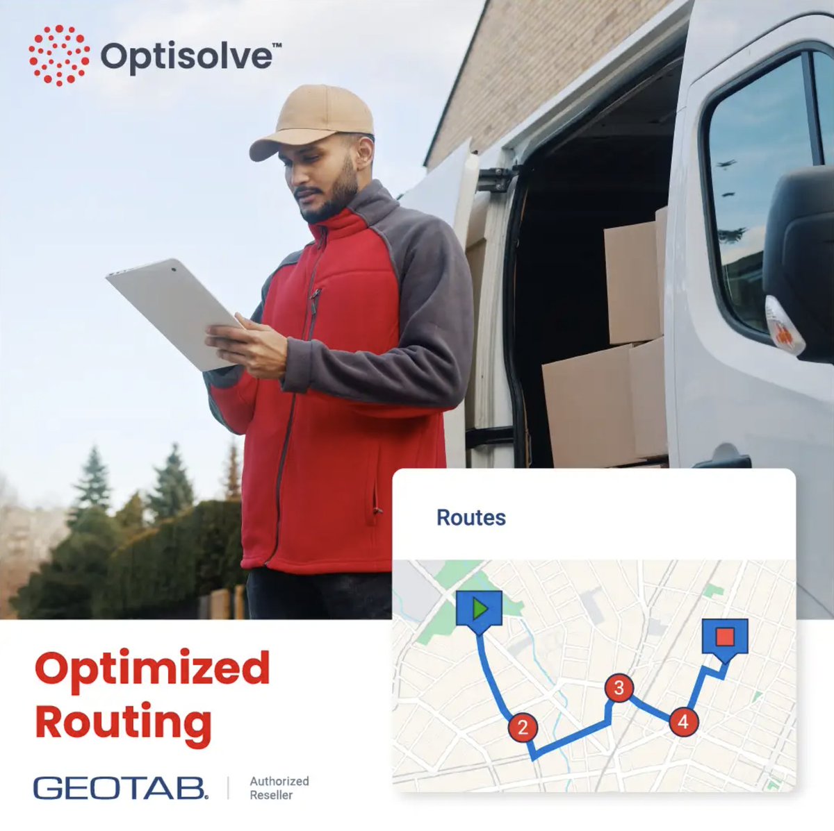 OptiSolve's tweet image. Route optimization can save your fleet time and money. Optisolve’s partnership with Geotab telematics solutions use real-time data to ensure your vehicles are taking the best paths. Discover how we can help you improve efficiency today! zurl.co/RzSFq