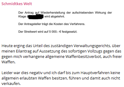 dd_nazifrei's tweet photo. Der #Neonazi Michael Schmidtke (NPD/'Die Heimat'), der seit einigen Jahren als medienaktiver Kader der rechten & verschwörungsideologischen Szene unterwegs ist, hat mindestens bis zur Entscheidung in der Hauptsache, das Recht auf #Waffenbesitz verloren. #NazisEntwaffnen! #NoNPD https://t.co/t2y4IscLcz