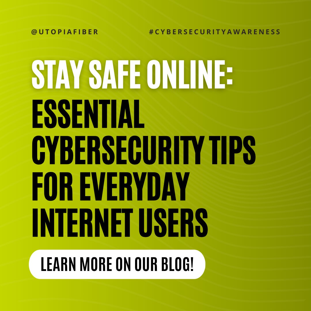Think you're safe online? Think again. From strong passwords to smart social media habits, these essential cybersecurity tips will help you stay one step ahead of hackers!

Check out our blog for all our tips and tricks here: utopiafiber.com/essential-cybe…

#CyberSecurity #UTOPIAFiber