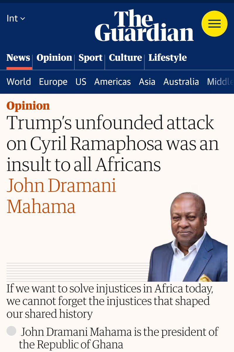 Ghana's President Mahama says US President Trump's unfounded attack on South Africa's President Ramaphosa was an insult to all Africans.
