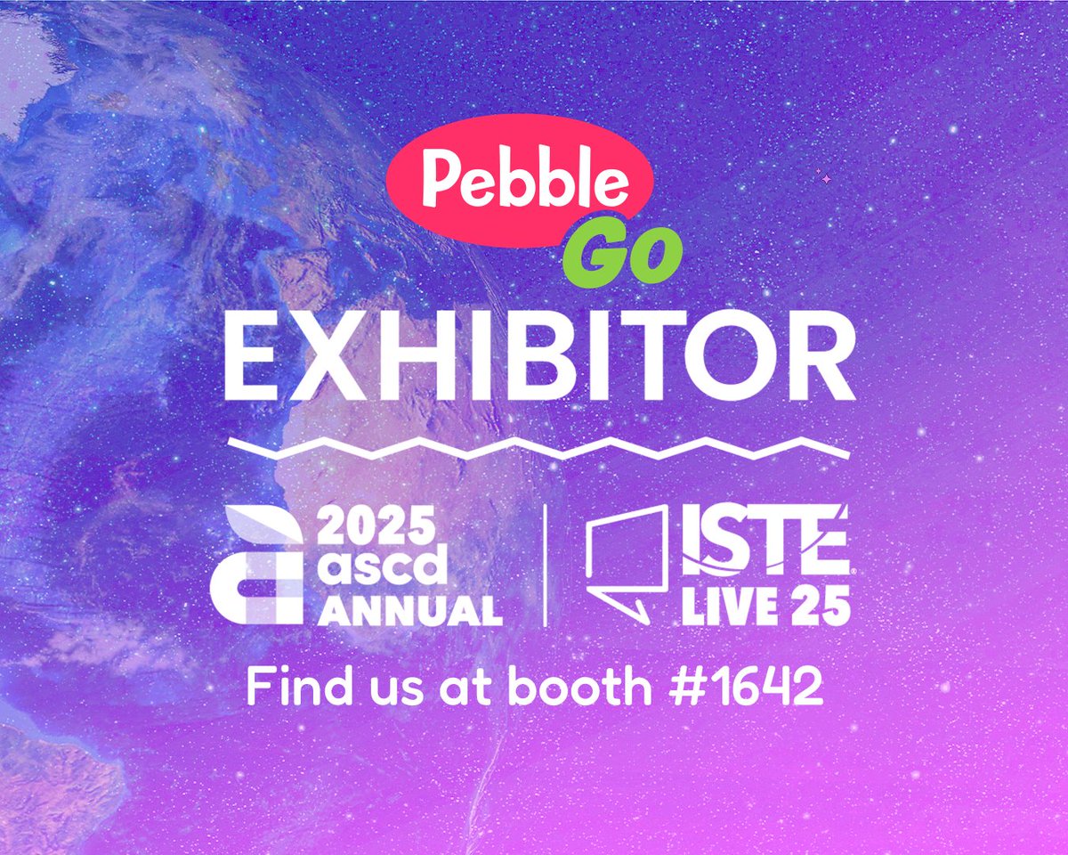 PebbleGoHQ1's tweet photo. 🎉 ISTE is next month! Join us at booth 1642 to see how PebbleGo makes learning fun and engaging for young learners! #ISTE2025 #PebbleGo #EdTech #ISTECountdown #FutureReadyLearners https://t.co/TNuGd9G7ut