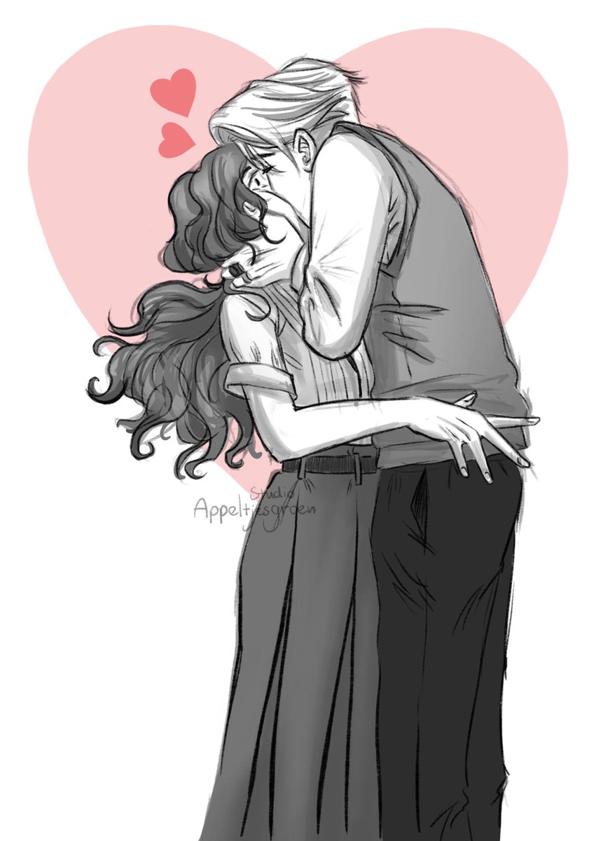 appeltjesgreen's tweet photo. Happy (Draco finally had the guts to kiss Hermione) Valentine’s day~ 💕✨

#dramione #dhr https://t.co/7sKRVwqI9h