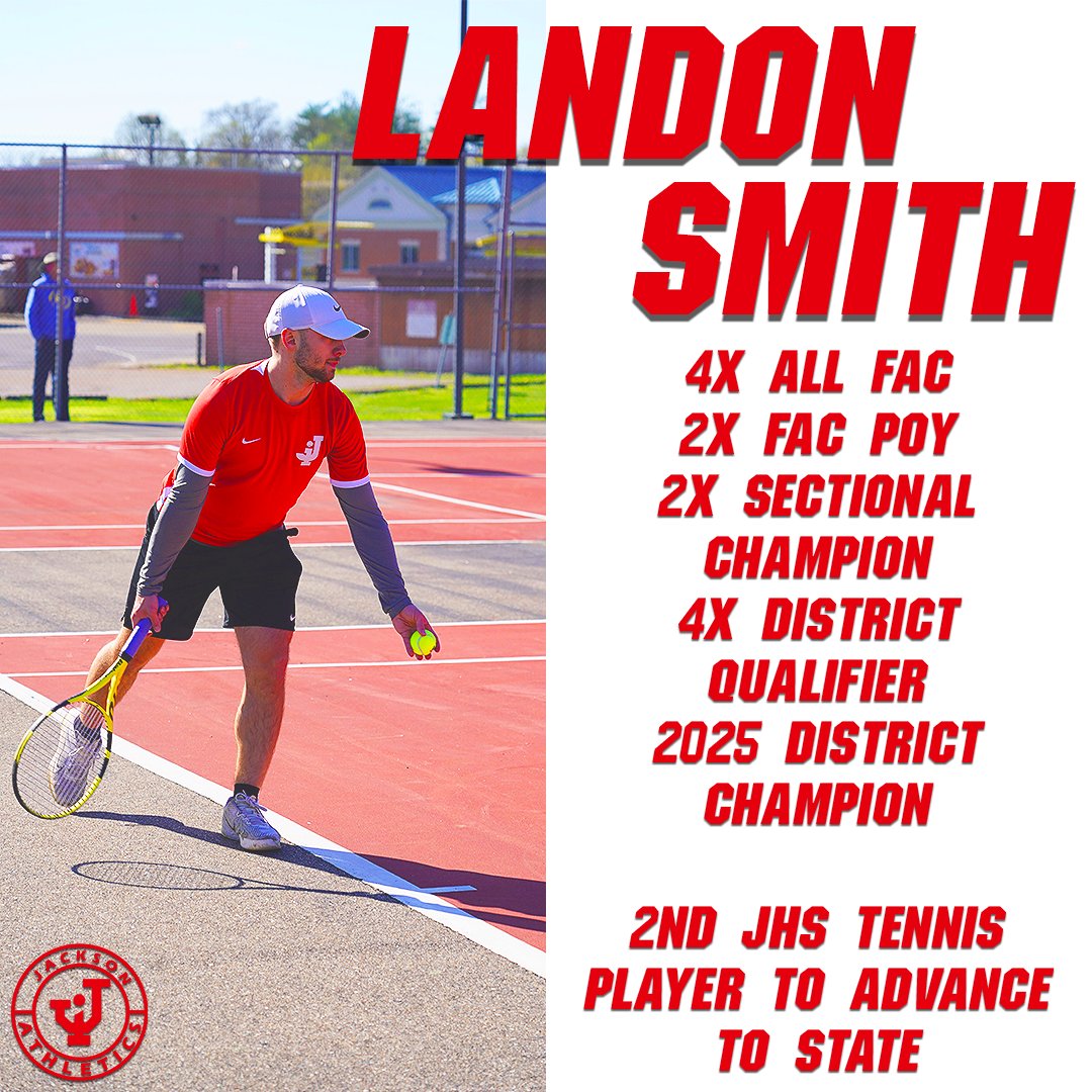 Tennis player Landon Smith ended his JHS tennis career today at the State Tournament. Here are some of his career accomplishments while at JHS.