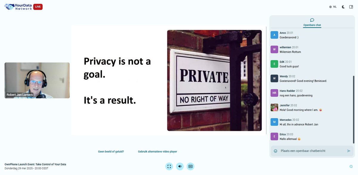 YourDataNetwork's tweet image. It’s happening. 

Three pioneers Robert Jan Lamers (YourData Network), Robin Haug (Volla) and Weynand Kuijpers (Threefold) are sharing their vision for digital autonomy right now.

The Own Phone has officially launched. And yes, you can still join live.

👉 Join the event: