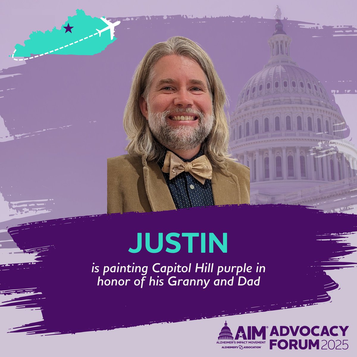 #ForumSpotlight: 💜 Justin 💜 is headed from Louisville to #GoPurple during his FIRST #AlzForum! #ENDALZ