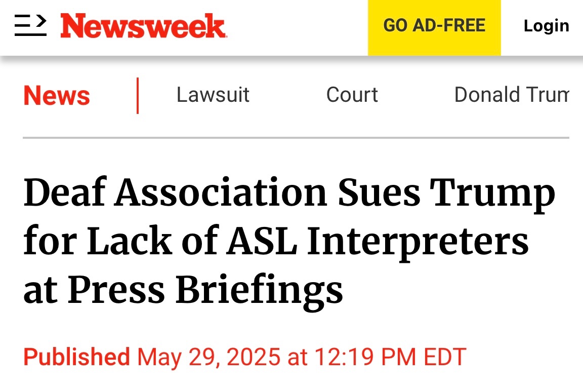 The National Association of the Deaf (NAD) sued President Trump and several co-defendants for failing to provide qualified ASL interpreters at public press briefings and similar events.

The lawsuit, filed on Wednesday, alleges that the White House stopped using ASL interpreters