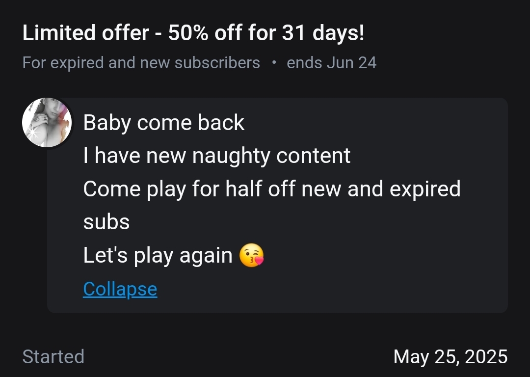 Cum play on my VIP
50% OFF

Link in comments
