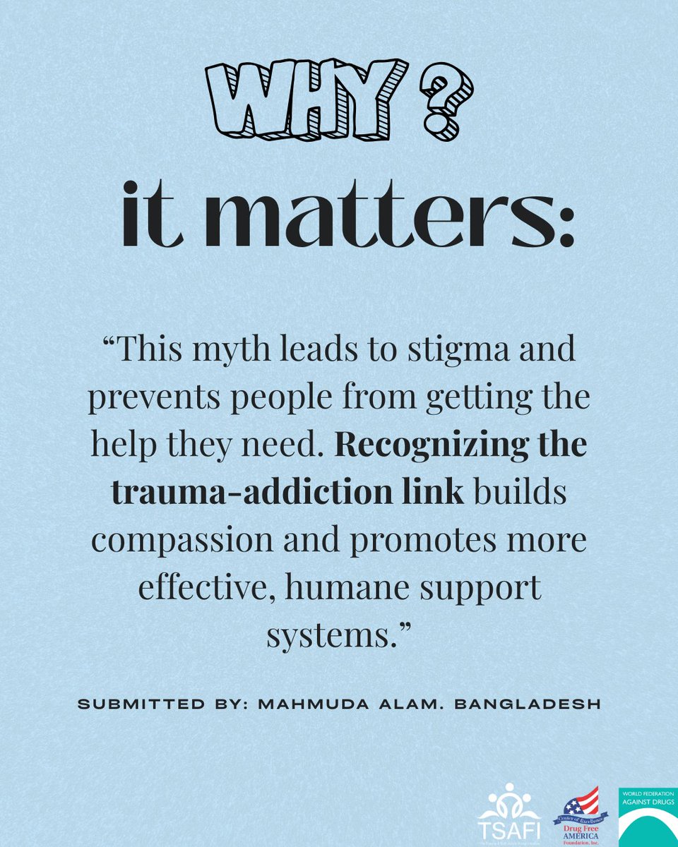 DrugFreeAmerica's tweet image. TSAFI continues to debunk the myths about trauma and addiction with science. This particular myth was shared by multiple participants, this underscores just how widespread some of these misconceptions remain #TSAFI #MHAM2025 #TraumaInformedCare