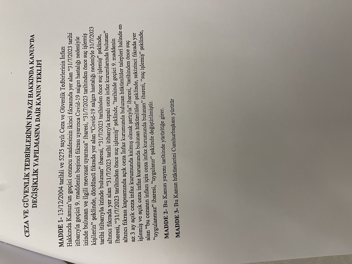 📌 İNFAZ ADALETİ İÇİN YASA TEKLİFİ TBMM’DE!

Pandemi sürecinde yürürlüğe konulan 5275 sayılı Ceza ve Güvenlik Tedbirlerinin İnfazı Hakkında Kanun’un geçici 10. maddesi, aynı suçu işleyenler arasında dahi eşitsizlik yaratmış, hukukun temel ilkeleri zedelenmiştir.

📜 Ceza hukuku