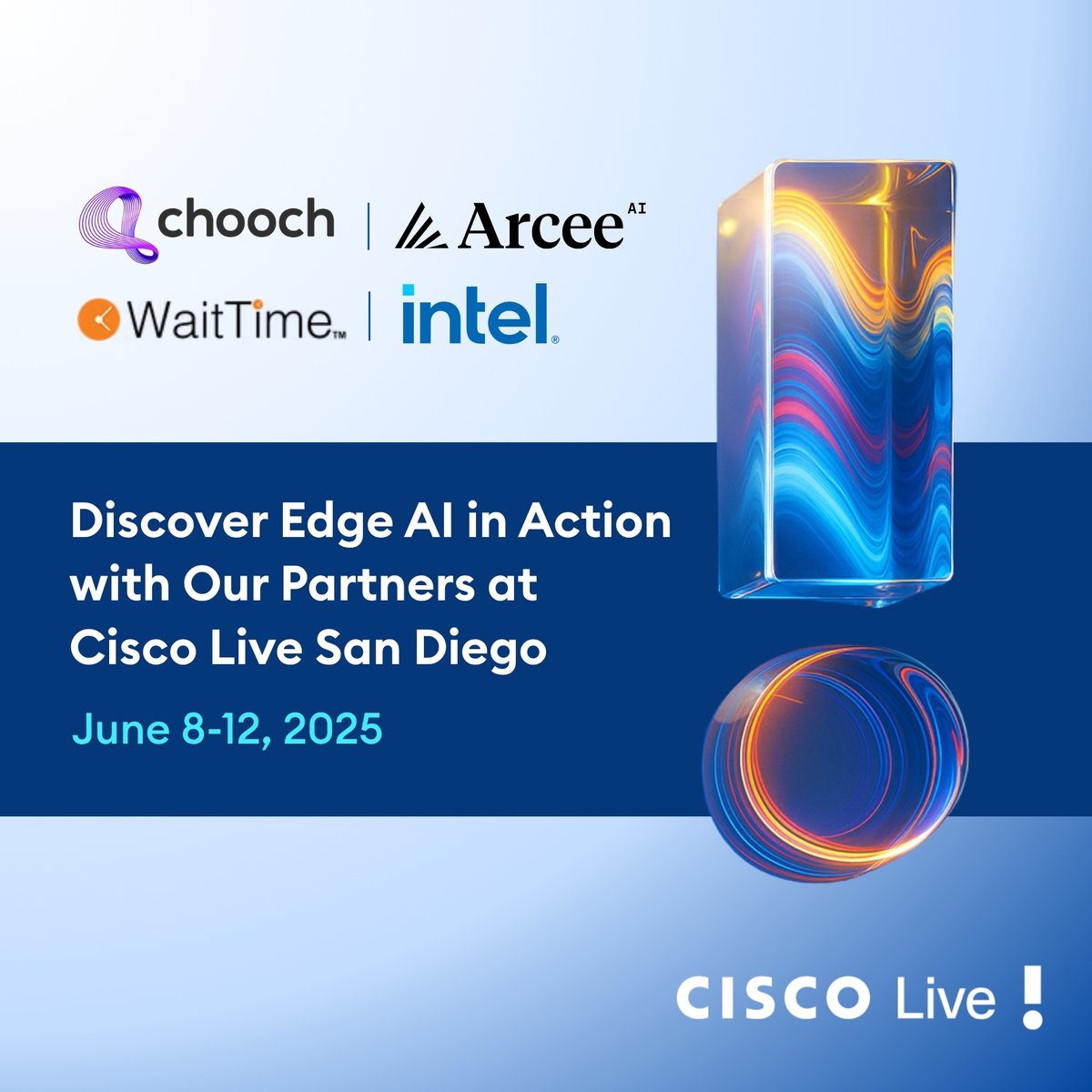 Chooch AI (@chooch_ai) on Twitter photo Going to #CiscoLive? Don't miss this. We’re teaming up with <a href="/intel/">Intel</a>, <a href="/Cisco/">Cisco</a>, <a href="/TheWaitTimes/">WaitTime</a> , and <a href="/arcee_ai/">Arcee.ai</a>  at the Intel Retail IQ Showcase to bring real-time innovation to life. See how edge-powered AI is transforming retail and QSR—from autonomous inventory tracking to foot Going to #CiscoLive? Don't miss this. We’re teaming up with <a href="/intel/">Intel</a>, <a href="/Cisco/">Cisco</a>, <a href="/TheWaitTimes/">WaitTime</a> , and <a href="/arcee_ai/">Arcee.ai</a>  at the Intel Retail IQ Showcase to bring real-time innovation to life. See how edge-powered AI is transforming retail and QSR—from autonomous inventory tracking to foot