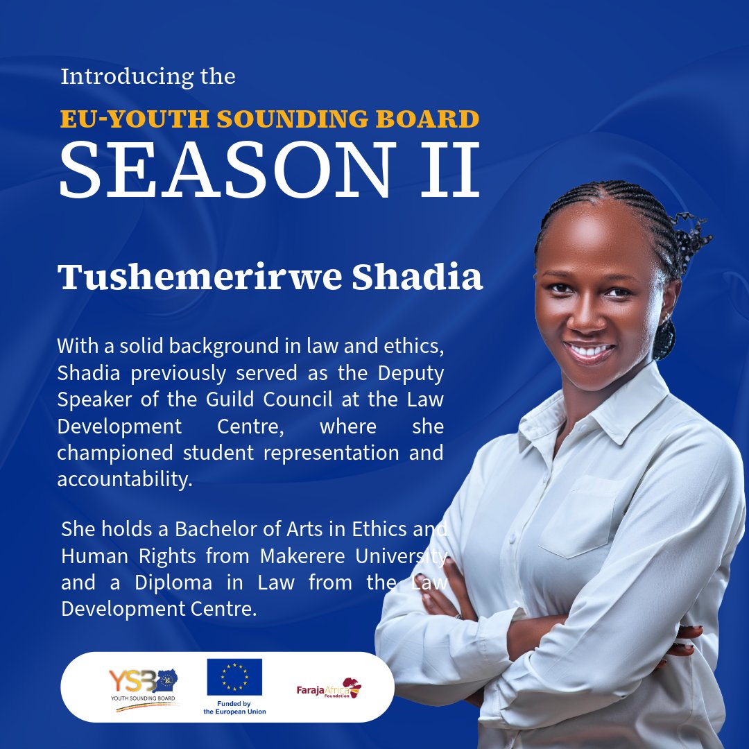 TushemeririweK's tweet image. The perspectives of young people are important. When they are listened to and involved in the decision-making process, a society becomes fairer, more creative, and stronger. I am excited to serve in my new role as a Board Member of the EU Youth Sounding Board in Uganda.